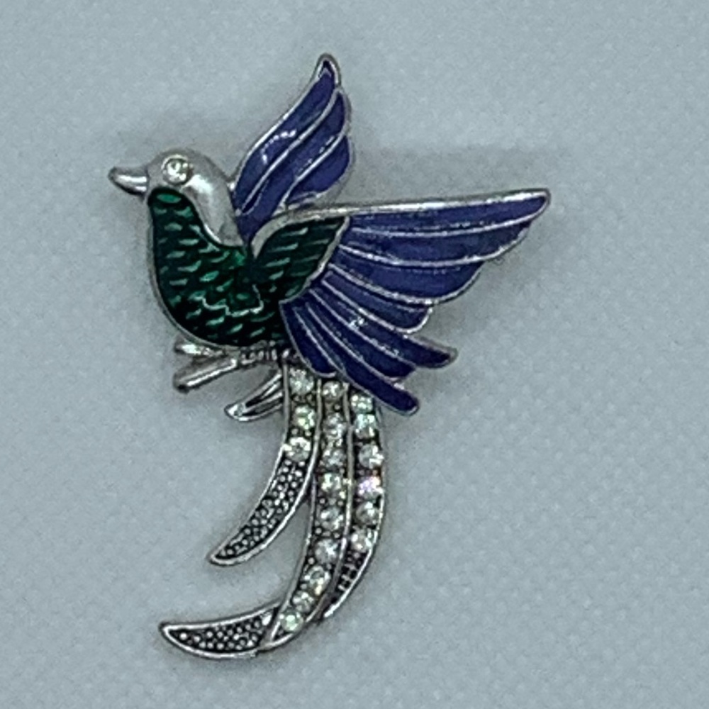 Fantastic Bird Brooch - Blue & Green